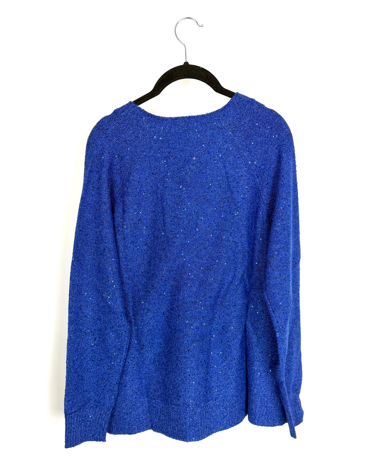 Marine Blue Sequin Glitter V-Neck Sweater - Size 6/8