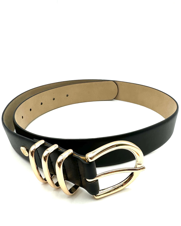 Black Belt with Gold Hardware - Size Medium