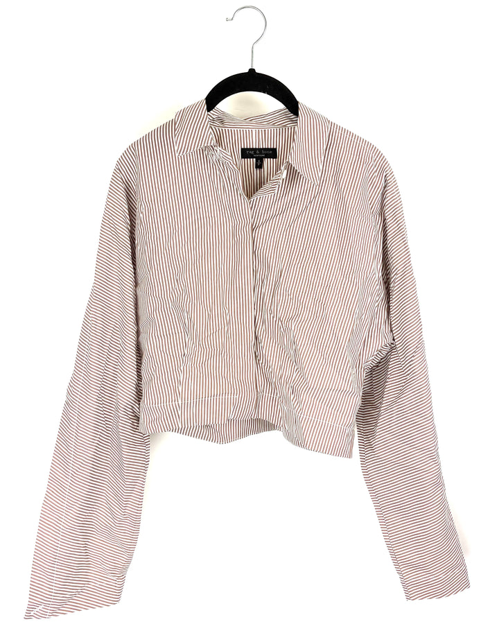 Rag & Bone Pinstripe Cropped Button-Up - Small