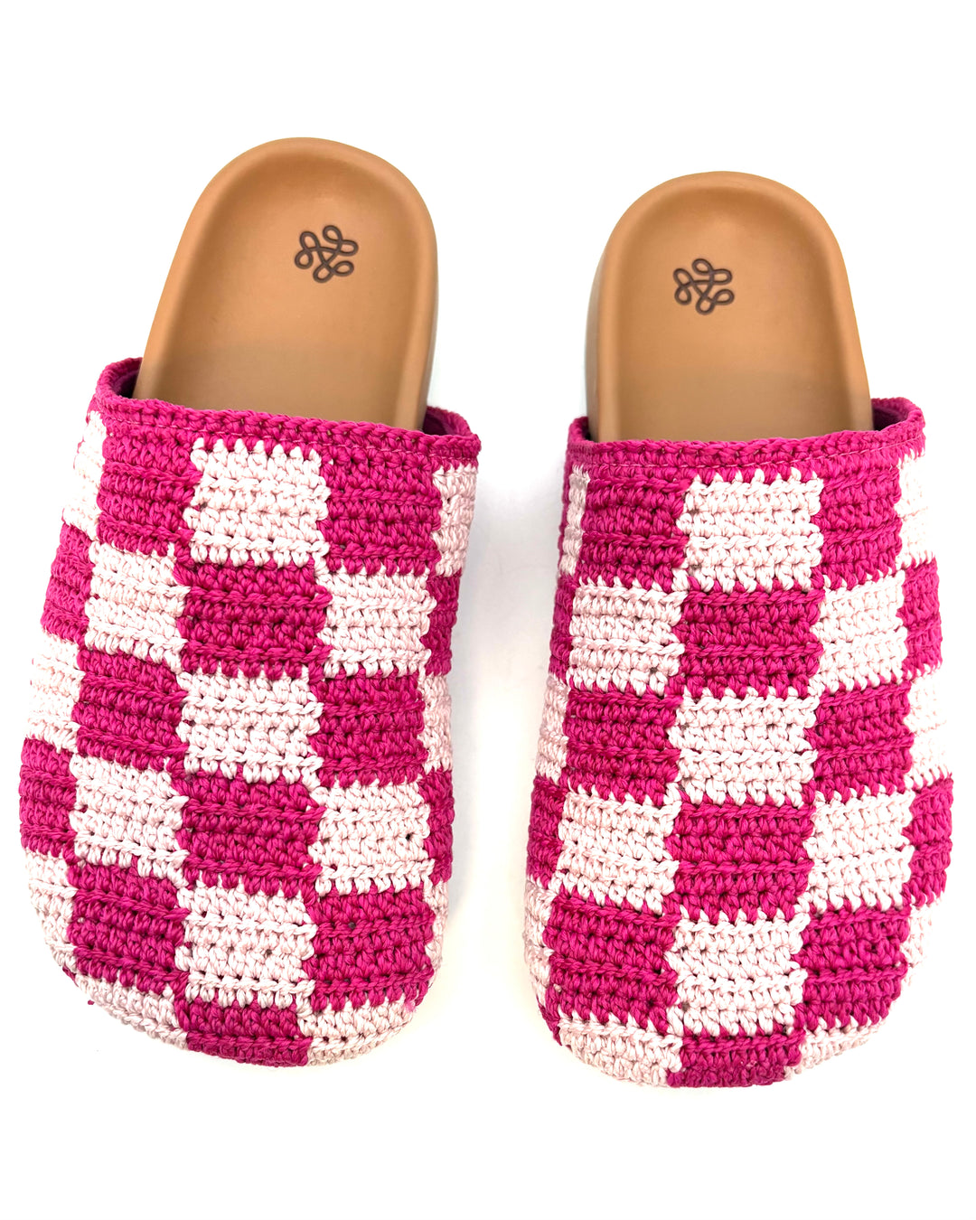 KIDS Pink Checkered Crochet Clogs - Size 4Y