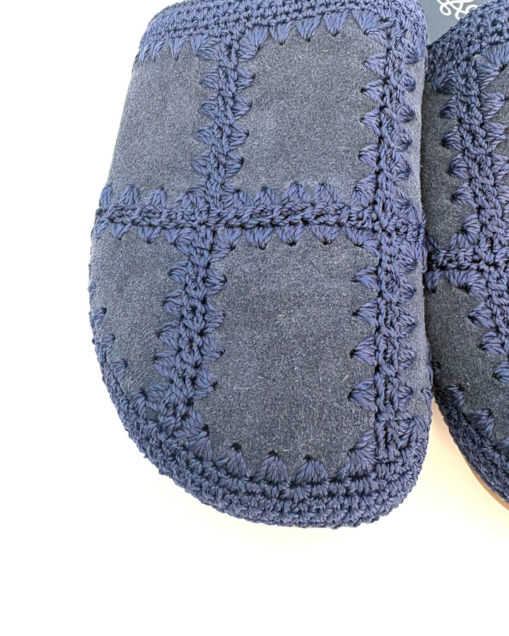 Navy Blue Embroidered Clog - Size 9