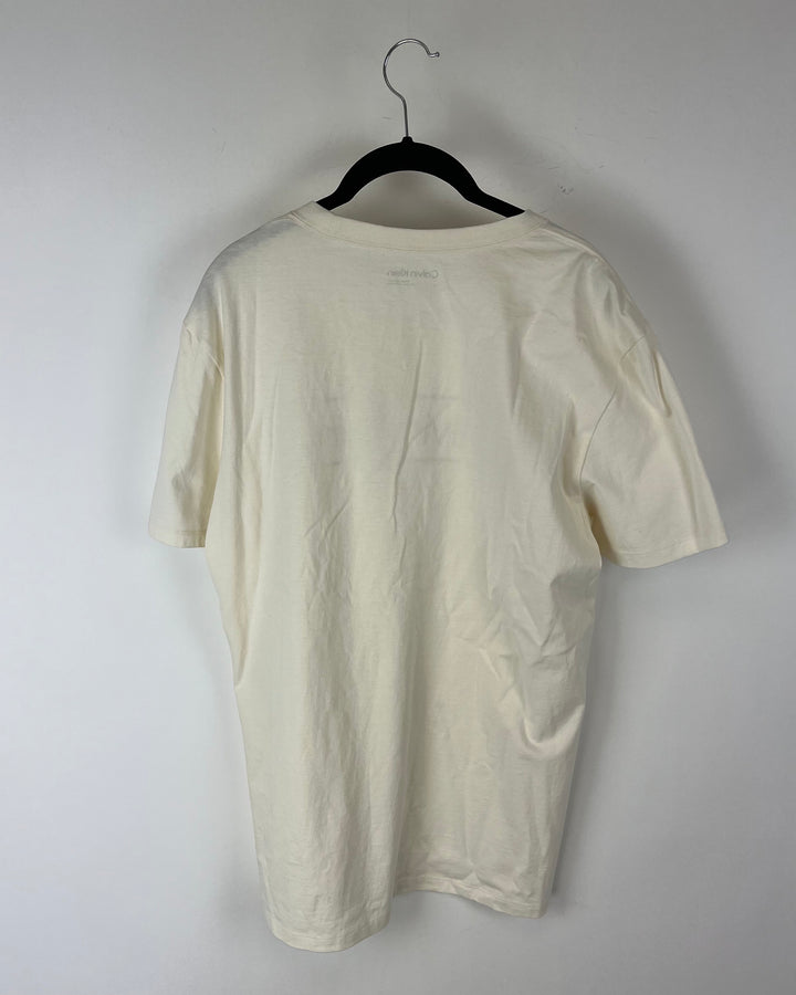MENS Beige Short Sleeve T-Shirt - Medium