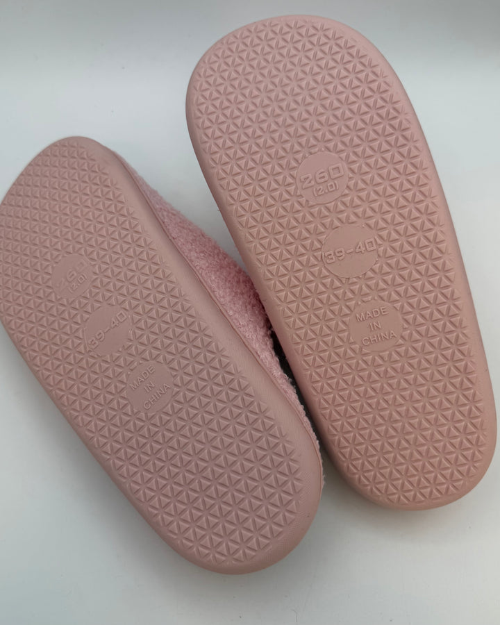 Fuzzy Pink Slippers - Size 7