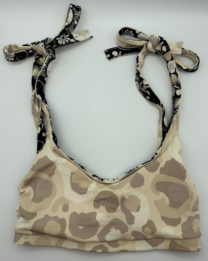 Black Seashell Print Reversible Swim Top - XXS, S, XL