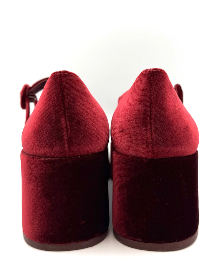 Wine Red Velour Platform - Size 7