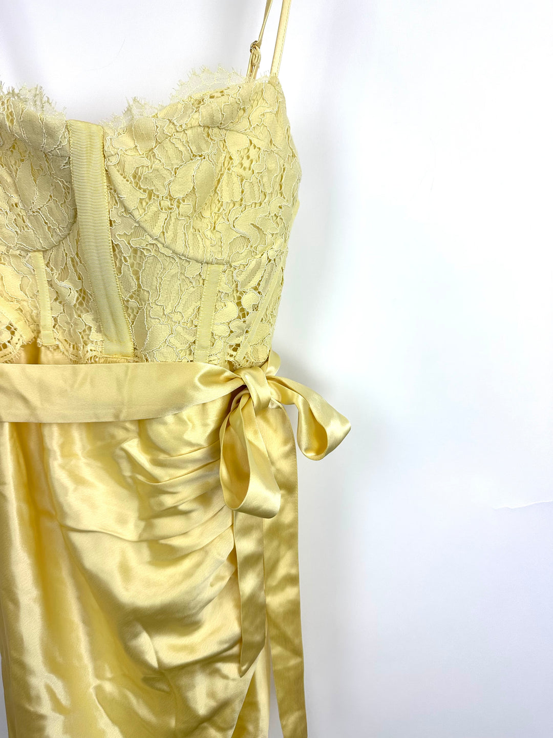 Yellow Lace Slit Dress - Size 2/4