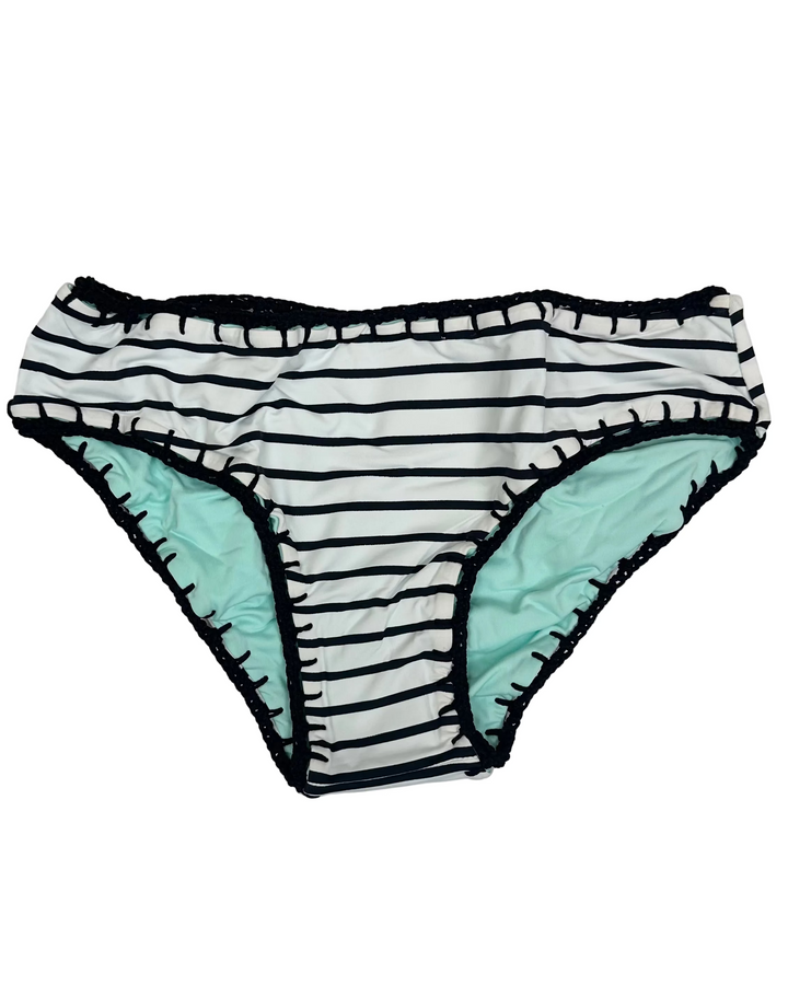 Striped Sky Blue Reversible Crochet Classic Bikini Bottom - XS, M, L, XL