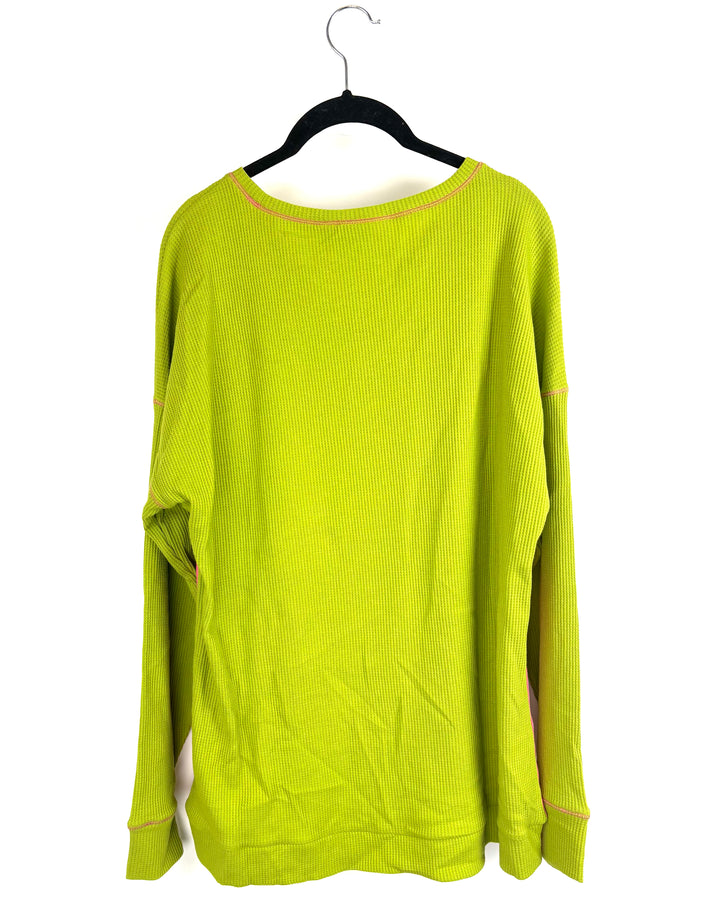 Pear Green Waffle Knit Long Sleeve Top - Size 14/16