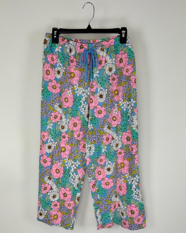 Colorful Floral Print Pajama Pants - Size 6-8