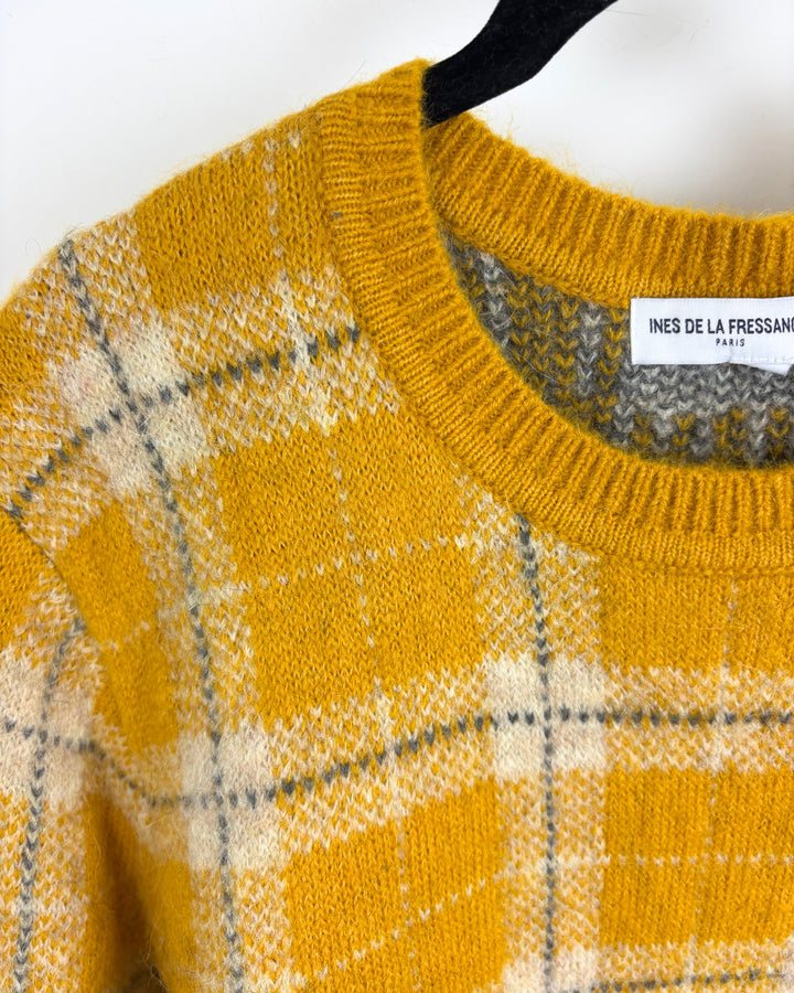 Yellow Plaid Sweater - Size 6/8