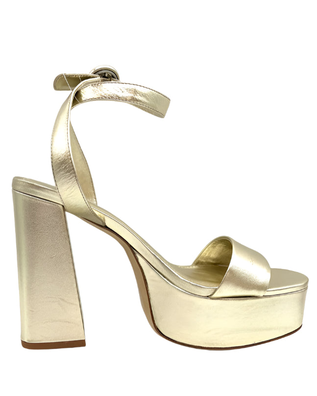 Gold Metallic Leather Platform Heels - Size 6.5, 7 and 8