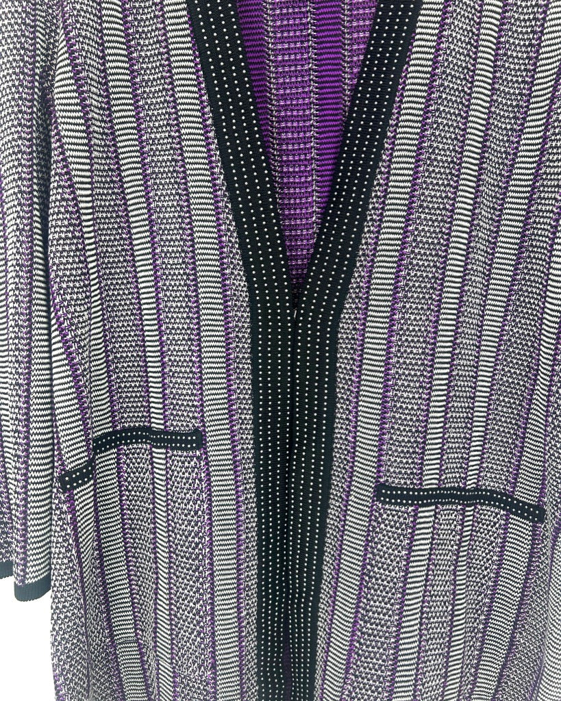 Misook Purple Striped Knit Cardigan - Size 6/8