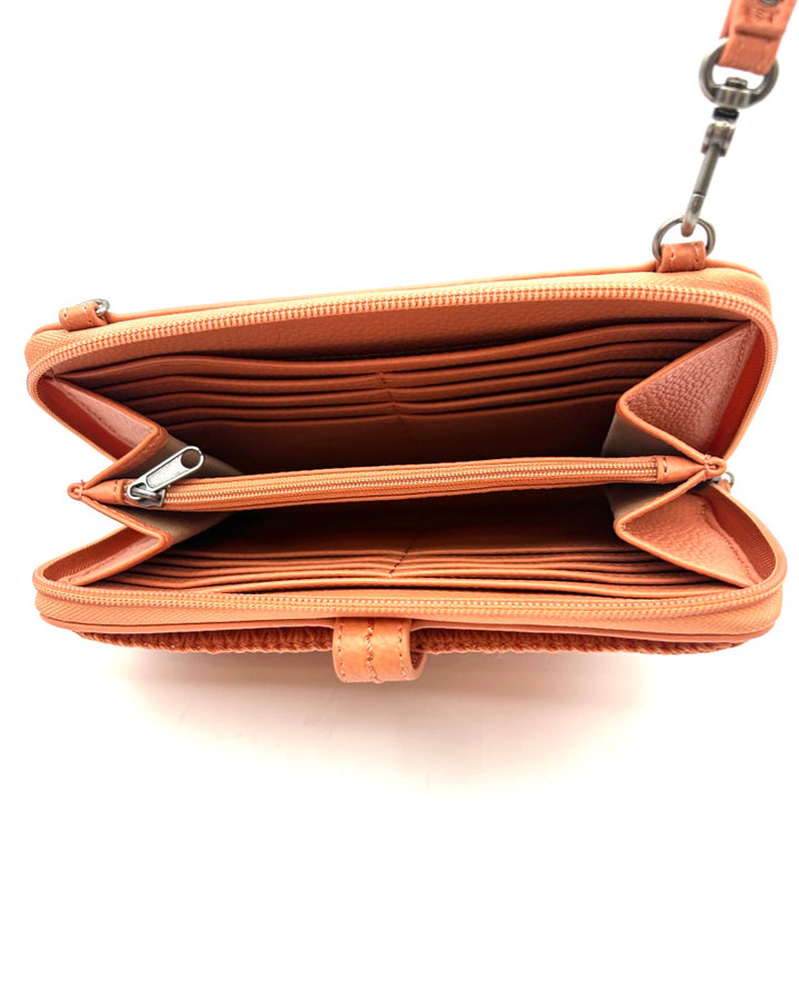 Orange Leather Crossbody Bag / Wristlet