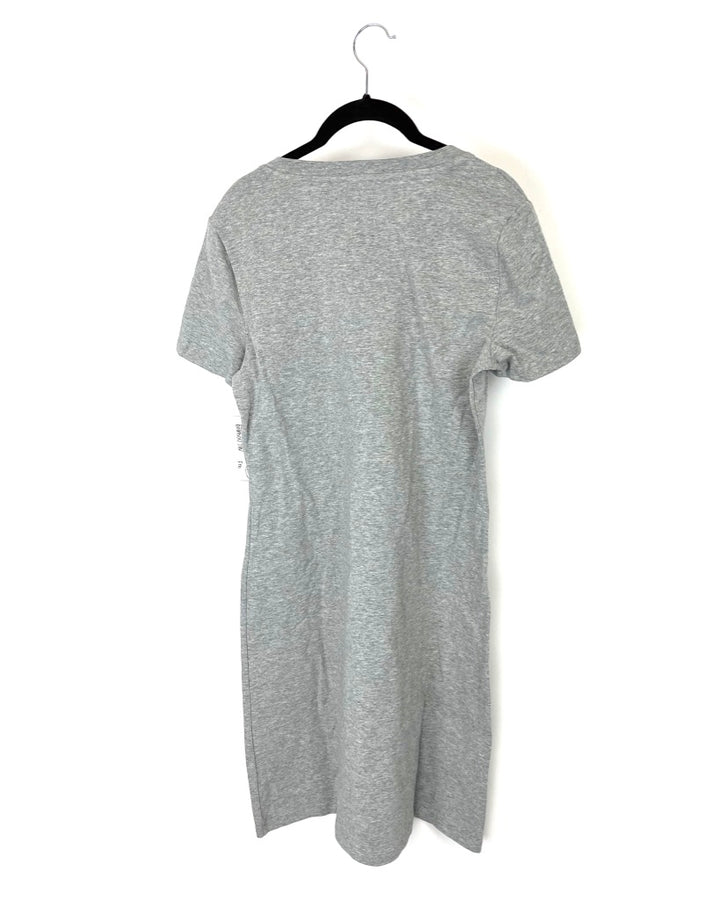 Light Grey With Metallic Logo TShirt Dress - Small