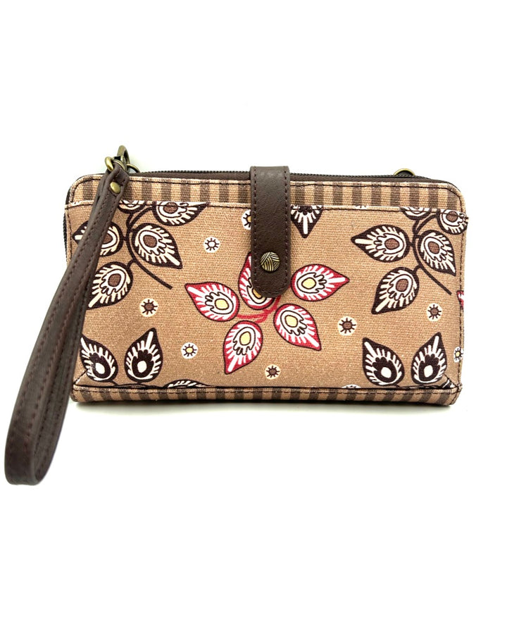 Brown Pattern Crossbody Bag / Wristlet