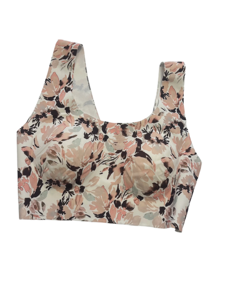 White Pale Floral Sports Bra- Small