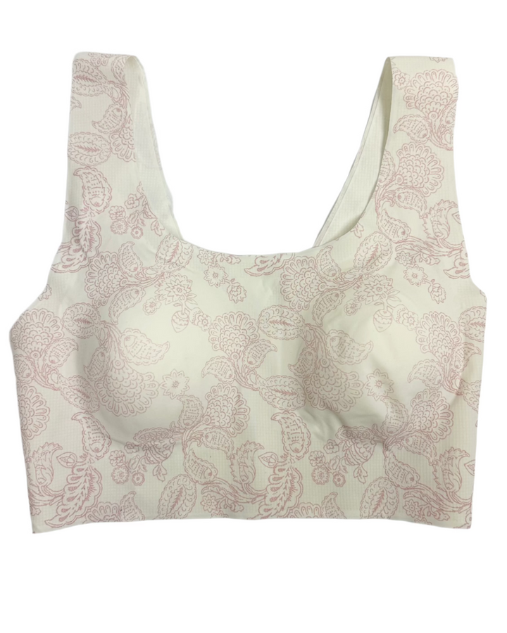 Cream And Paisley Seamless And Wireless Bra - Small