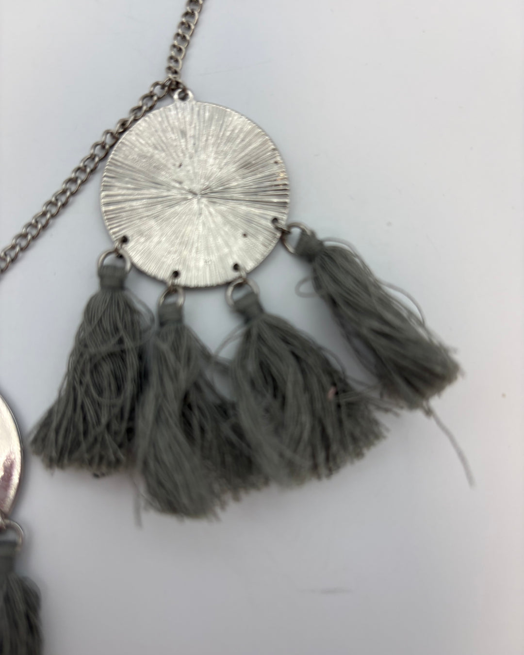 Gray Fringe Necklace