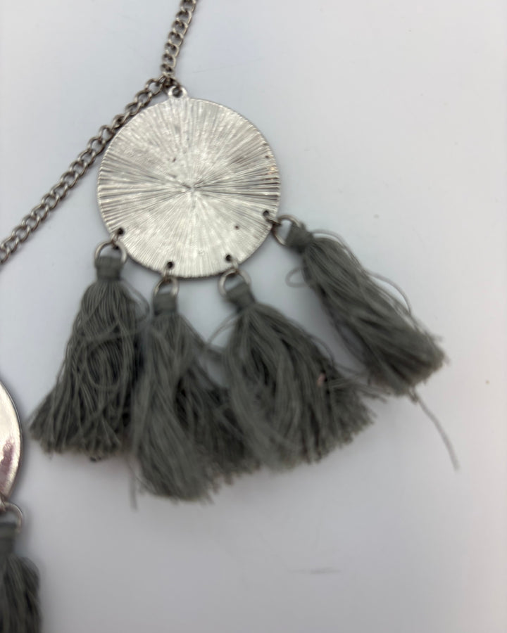 Gray Fringe Necklace