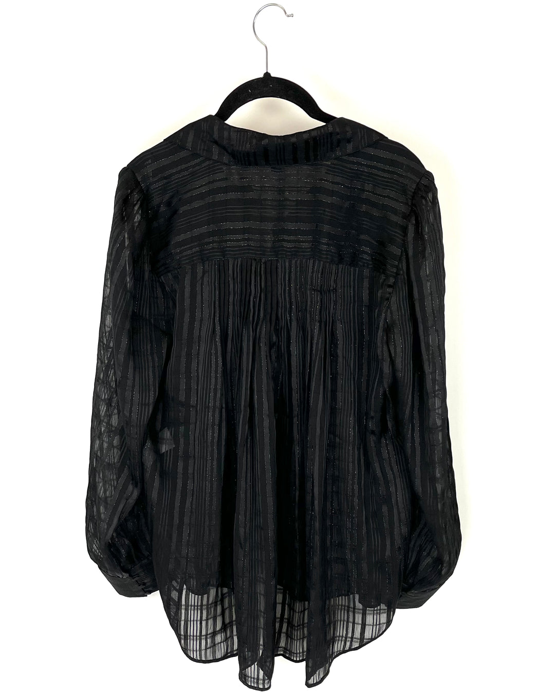 Black Sheer Button Down Top - Medium