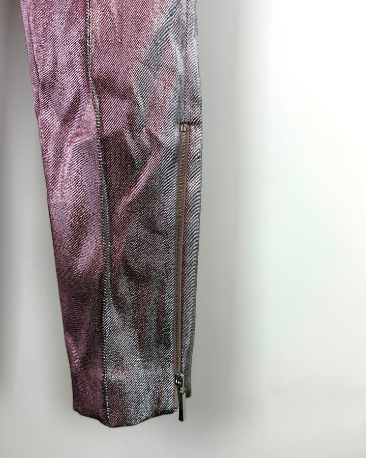 Pink and Silver Metallic Legging - Size 0/2