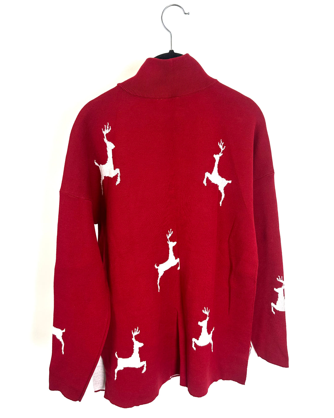 Red Mock Neck Reindeer Sweater - Size 6/8