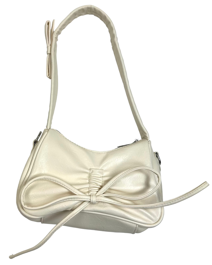 Cider Cream Ruched Bow Shoulder Bag
