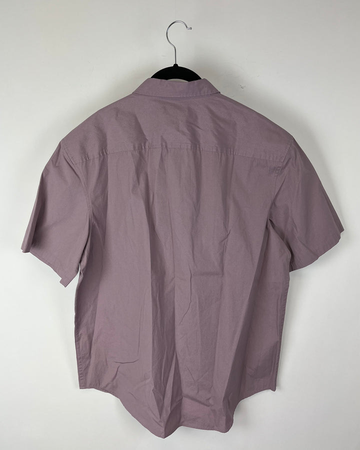 MENS Pale Purple Short Sleeve Button Down Shirt - Medium