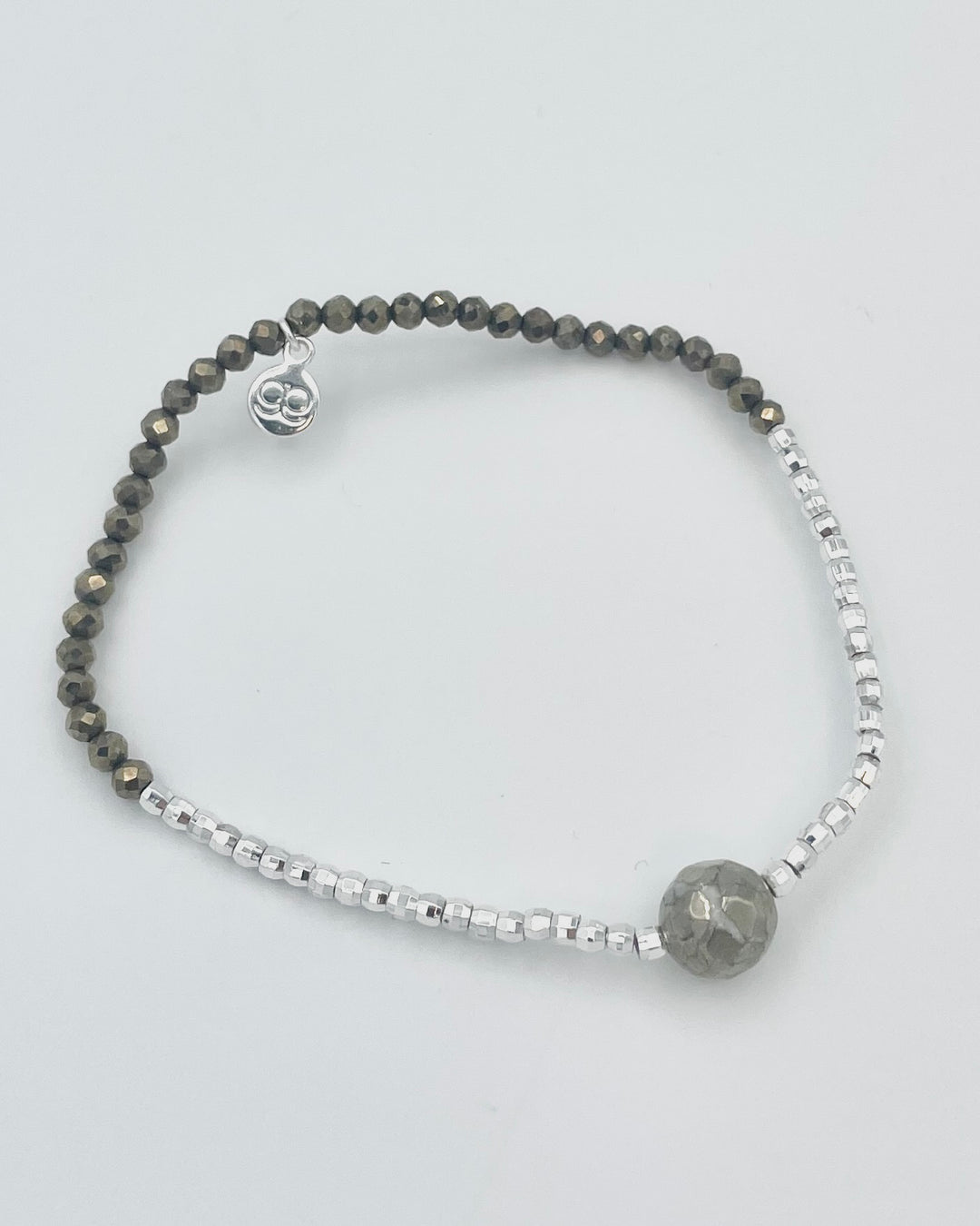 Silver & Light Gray Marble Bracelet