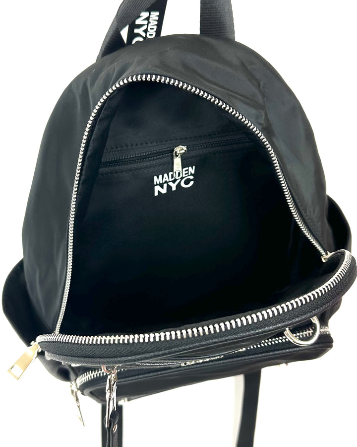 Black and Silver Mini Backpack
