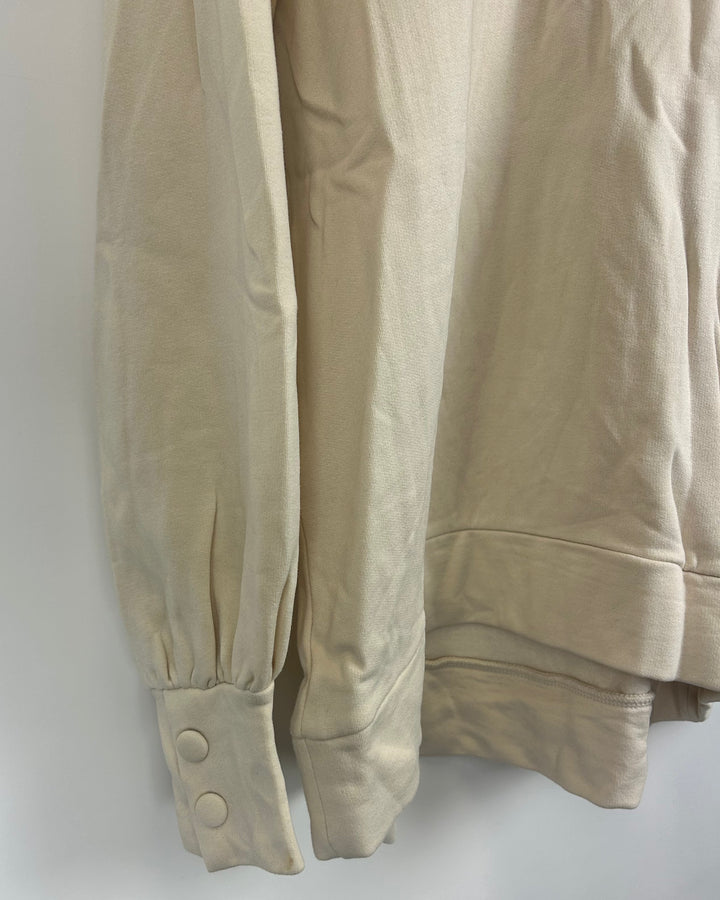 Cream Balloon Sleeve Crew Neck - Size 6/8
