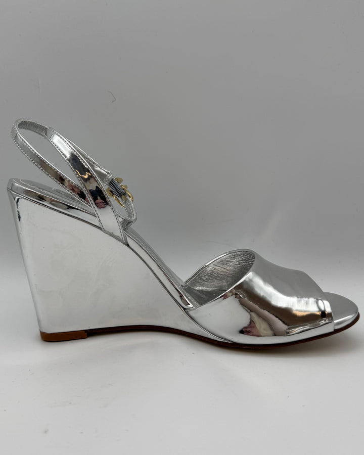 Silver Leather Wedge - Size 6.5 and 7