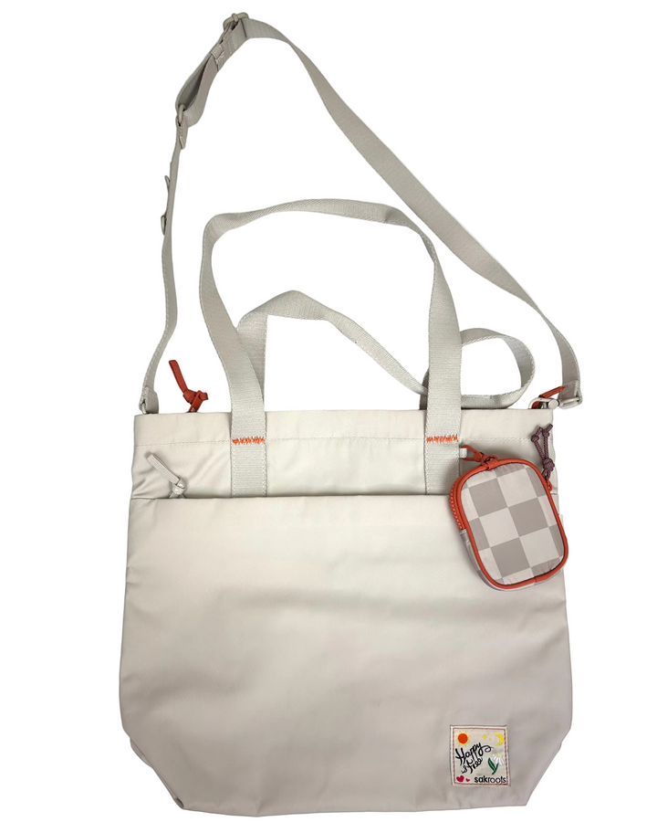 Beige and Orange Shopper Tote Bag
