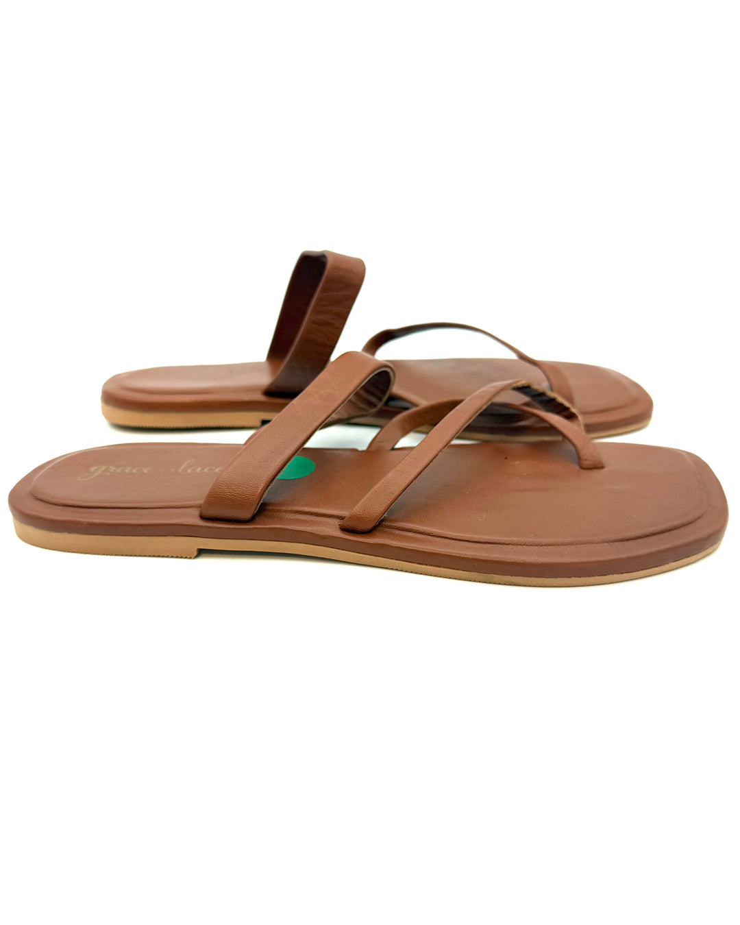 Brown Strappy Faux Leather Sandals - Size 6.5