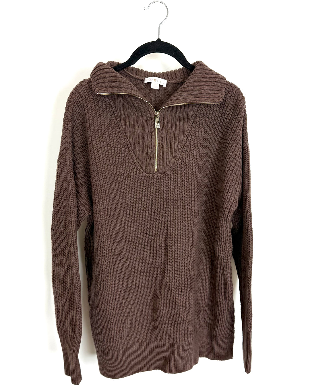Brown Knit Half Zip Sweater - Size 6/8