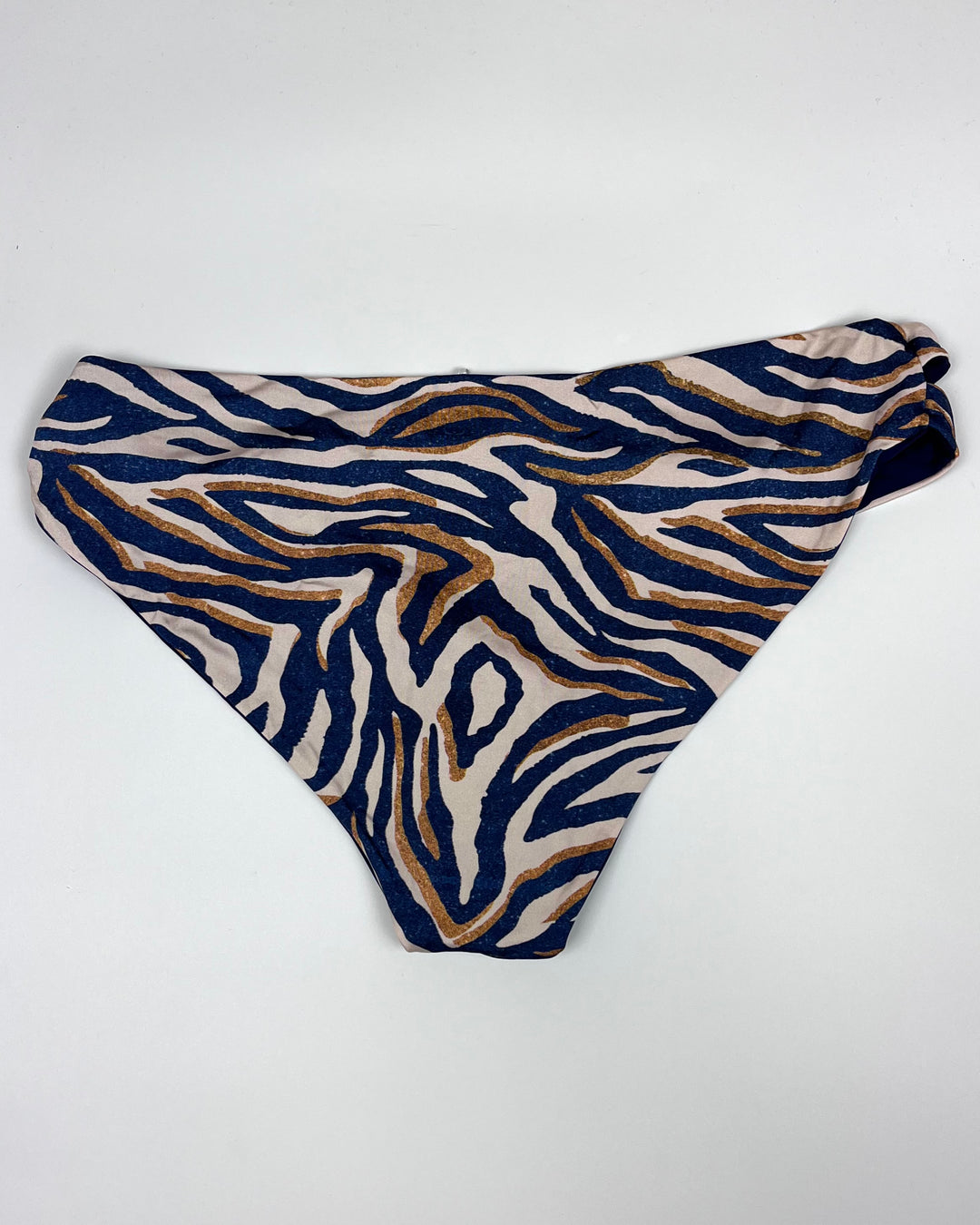 Blue Animal Print Reversible Cut Out Bikini Bottom - Extra Large
