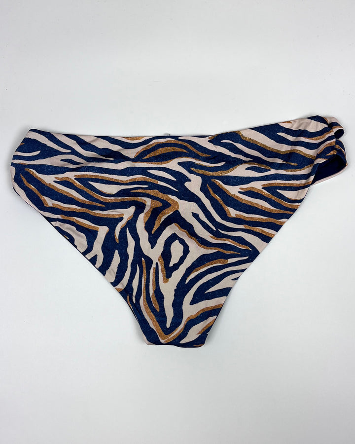 Blue Animal Print Reversible Cut Out Bikini Bottom - Extra Large