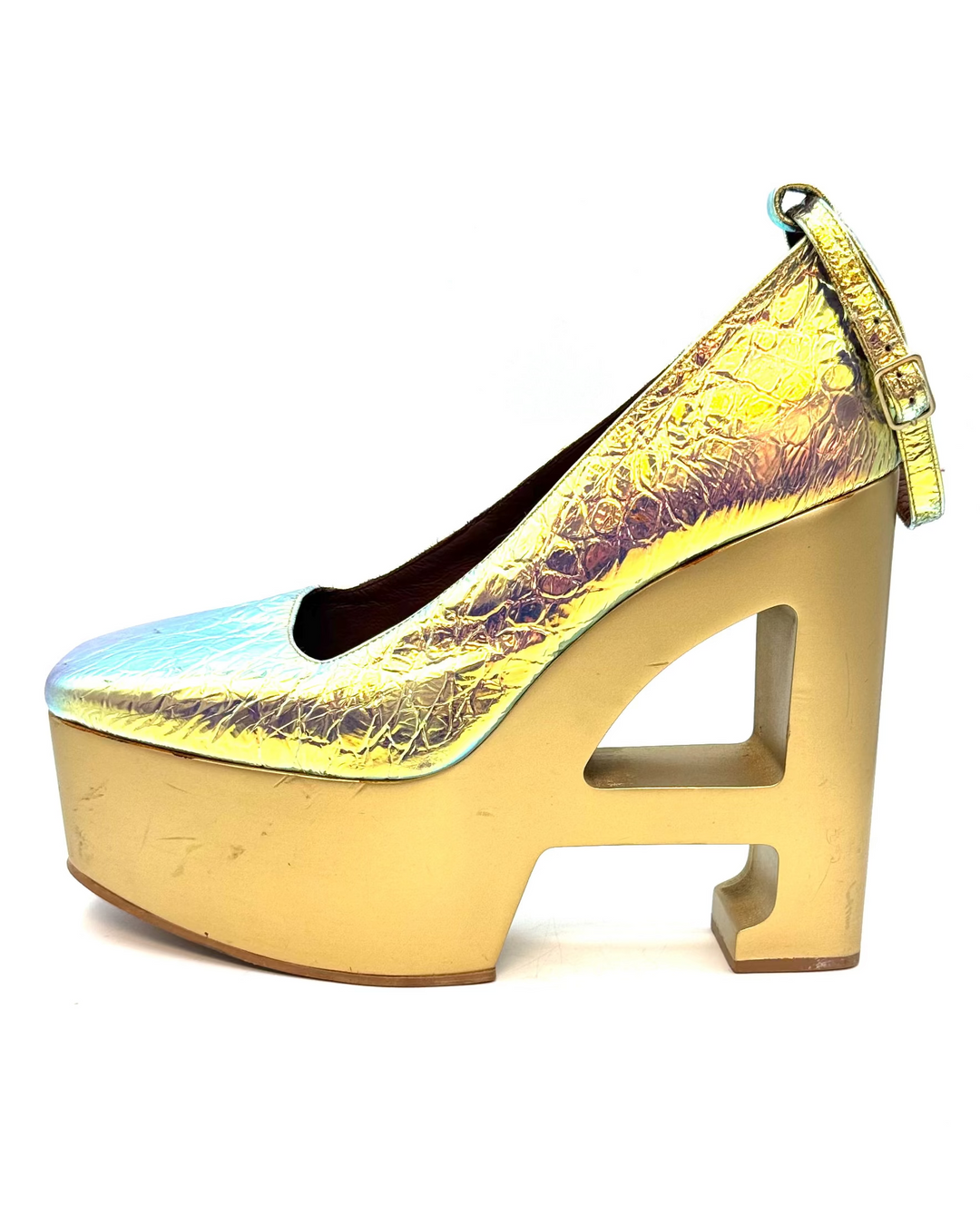 Pink Opalescent Monogram Platform Heel - Size 40