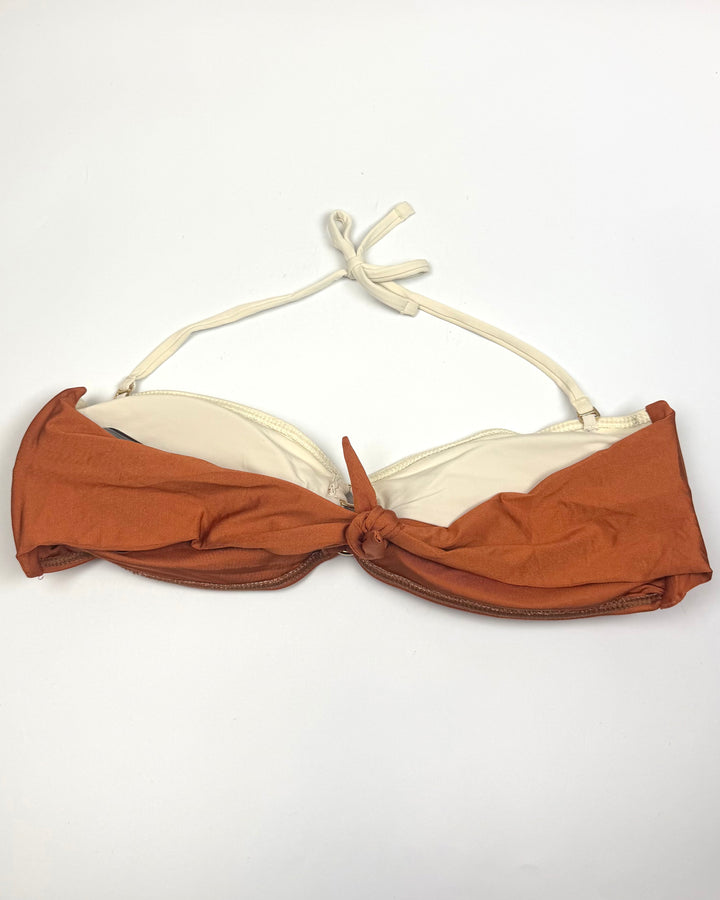 Ivory & Burnt Orange Convertible Bikini Top - Small