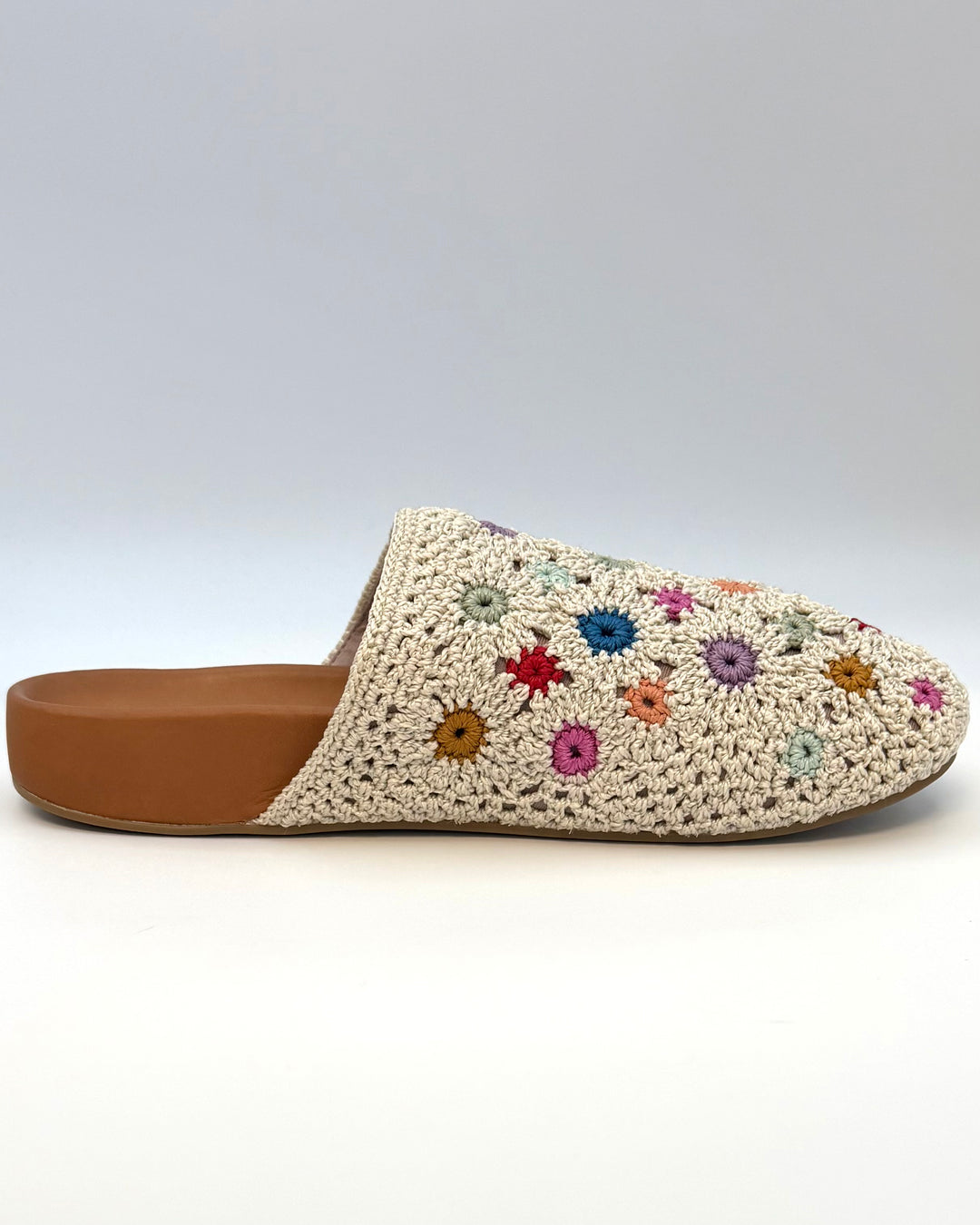 Floral Embroidered Crochet Clog - Size 8, 10, 11