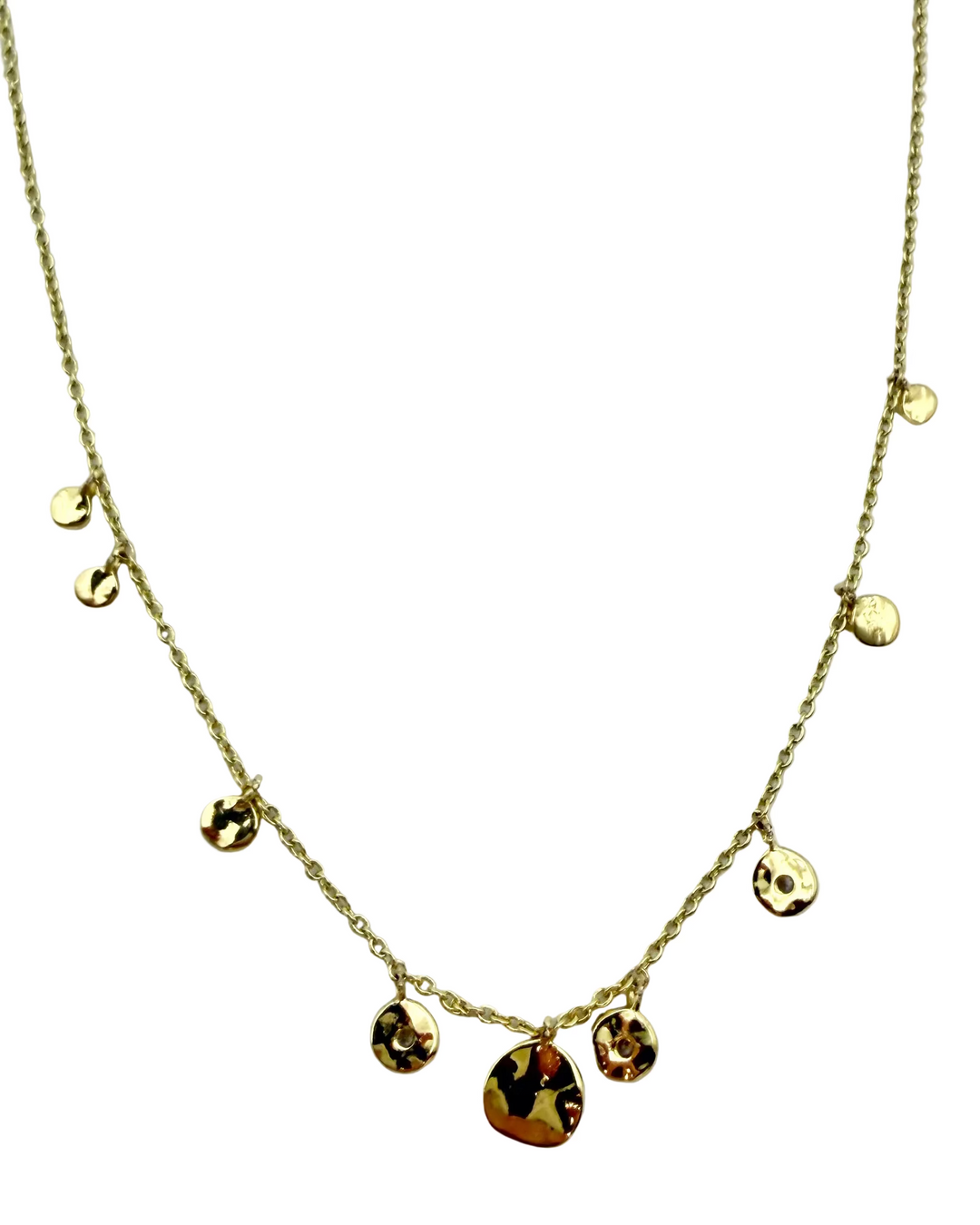 Gold Circle & Silver Rhinestone Necklace