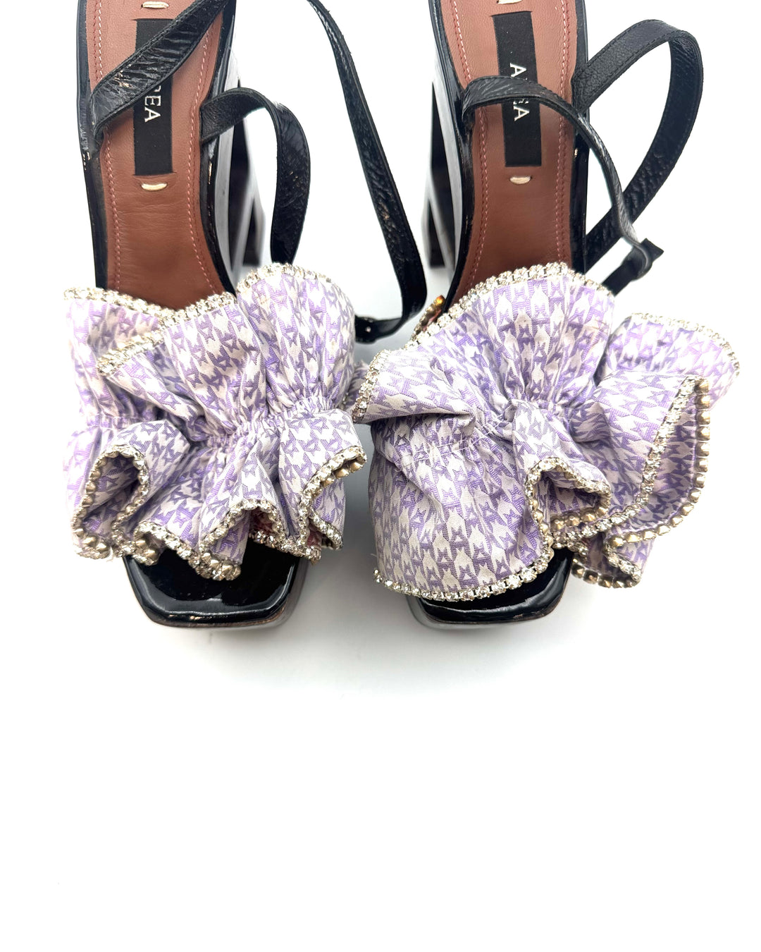 Lavender Purple Ruffle Monogram Platform Sandal - Size 41