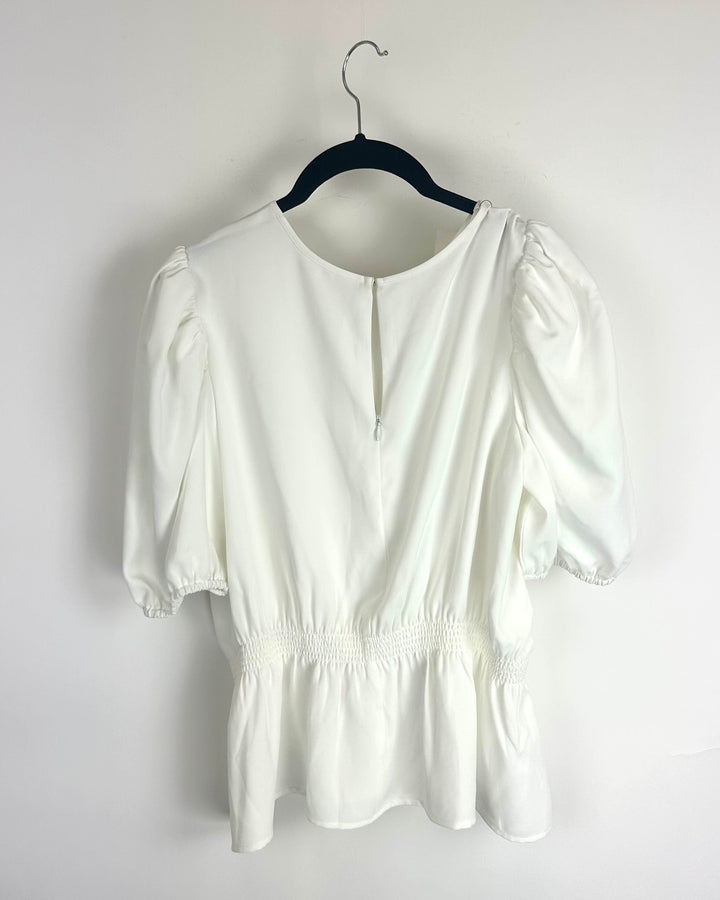 White Cinch Waist Top - Size 4/6