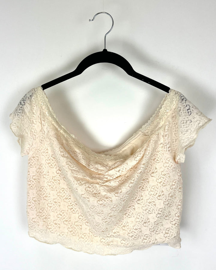 Off The Shoulder Lace Crop Top - Size 4/6