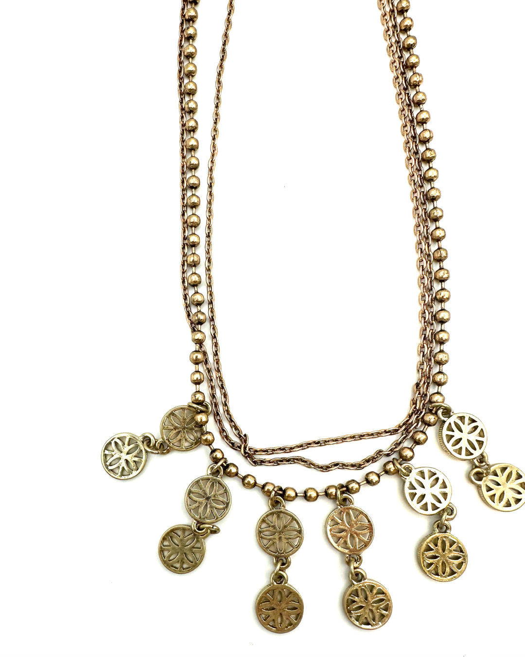 Gold Layered Double Circle Charm Necklace