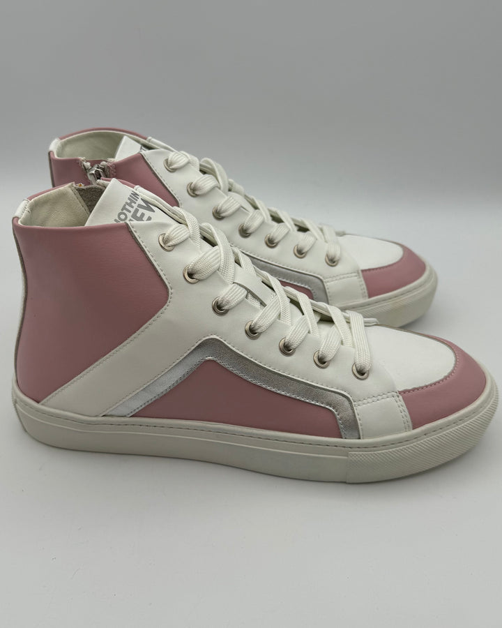 Pink And White Leather High Top Sneakers - Size 6 and 8