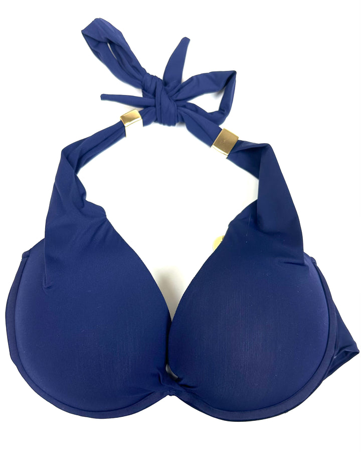 Dark Navy Blue Halter Bikini Top - Small and Extra Large D Cup