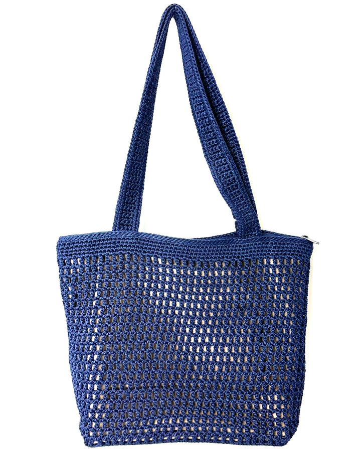 Dark Blue Crochet Tote Bag