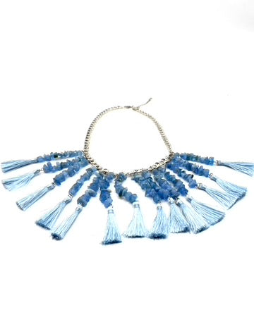 Blue Fringe Necklace