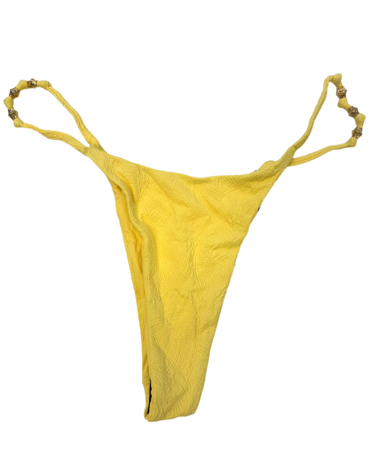 Yellow Embossed Thong Bikini Bottom - S, M, L, XL, XXL